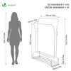 Portant a vetement double avec 2 niveaux etageres chaussures 4 Crochets Lateraux 110x35x146cm metal Blanc - vuunut.com