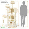 Arbre a chat Grande taille 5 niveaux avec griffoir grattoir 168cm beige - vuunut.com
