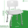 Chaise de douche avec dossier ergonomique a hauteur reglable en aluminum HDPE blanc - vuunut.com