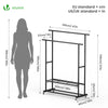Portant a Vetements double avec roulettes et 2 etageres de rangement 120x40x146cm metal Noir - vuunut.com