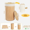 Panier a linge en bambou rond avec couvercle 58L - vuunut.com