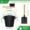 Seau à Cendres en Métal avec Couvercle Pelle et Balai à Main 5L Noir - vuunut.com