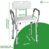 Chaise de douche avec accoudoir et dossier ergonomique a hauteur reglable en aluminum HDPE blanc - vuunut.com