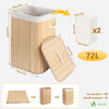 Panier a linge en bambou rectangulaire avec couvercle 72L - vuunut.com