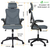 Fauteuil de Bureau Ergonomique pivotant avec appui tête et dossier toile respirant Gris - vuunut.com
