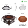 Brasero exterieur en metal avec grille, pare-etincelles tisonnier diametre 81cm noir - vuunut.com
