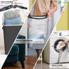 Panier a linge pliable 100L avec sac intérieur cadre bambou et couvercle gris - vuunut.com