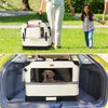 Sac transport pliable chien chat caisse cage portable 82x60x60cm beige - vuunut.com