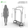 Portant a vetement double avec 2 niveaux etageres chaussures 4 Crochets Lateraux 110x35x146cm metal Noir - vuunut.com