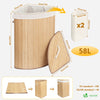 Panier a linge en bambou d’angle avec couvercle 58L - vuunut.com