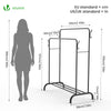 Portant a Vetements Double avec etagere Chaussures 4 Crochets Lateraux 110x58x150cm metal Noir - vuunut.com