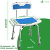 Chaise de douche avec dossier ergonomique a hauteur reglable en aluminum HDPE bleu - vuunut.com