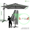 Parasol deporte inclinable Premium carre avec housse protection 3x3m Roma Gris - vuunut.com