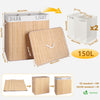 Panier a linge en bambou rectangulaire triple compartiments avec couvercle 150L - vuunut.com