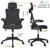Fauteuil de Bureau Ergonomique pivotant avec appui tête et dossier toile respirant Noir - vuunut.com