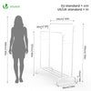Portant a Vetements Double avec etagere Chaussures 4 Crochets Lateraux 110x58x150cm metal Blanc - vuunut.com