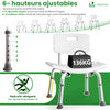 Chaise de douche avec dossier ergonomique a hauteur reglable en aluminum HDPE blanc - vuunut.com