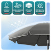 Parasol de jardin 2m avec ancrage sol et sac de transport Gris - vuunut.com