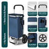 Chariot de course pliable aluminium 2 roues avec sac isotherme bleu marine - vuunut.com