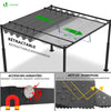 Pergola retractable 3x3m en metal et toile Polyester haute densite 180g/m2 gris - vuunut.com