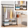 Portant a Vetements double avec roulettes et 2 etageres de rangement 121x40x147cm metal Noir - vuunut.com