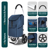 Chariot de course pliable aluminium 2 roues bleu marine - vuunut.com