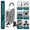 Chariot de courses pliable monte escalier aluminium gris - vuunut.com