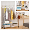 Portant a Vetements double avec roulettes et 2 etageres de rangement 121x40x147cm metal Blanc - vuunut.com