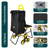 Chariot de courses pliable avec siege Jaune - vuunut.com