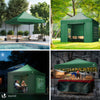 Tonnelle de jardin renforcée 3x3m pliable avec 4 parois et sac de transport a roulette verte - vuunut.com