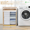 Panier a linge en bambou rectangulaire double compartiments avec couvercle 100L - vuunut.com