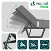 Lot de 2 Bain de soleil transat aluminium en textilene 190x62x31cm gris - vuunut.com