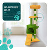 Arbre a chat 112cm multi niveaux Griffoir et niche Vert Orange - vuunut.com