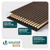 Lot de 6 panneaux acoustiques muraux Tasseaux en bois MDF avec feutre noir 120x60x2.1cm chêne foncé - vuunut.com