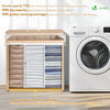 Panier a linge en bambou rectangulaire triple compartiments avec couvercle 150L - vuunut.com