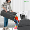 Panier a linge pliable 100L avec sac intérieur cadre bambou et couvercle gris - vuunut.com