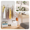 Portant a vetement double avec 2 niveaux etageres chaussures 4 Crochets Lateraux 108x35x145cm metal Blanc - vuunut.com