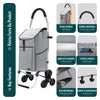 Chariot de course pliable monte escalier aluminium avec crochets gris - vuunut.com