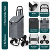 Chariot de courses pliable monte escalier style oxford gris - vuunut.com