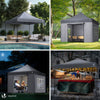 Tonnelle de jardin renforcée 3x3m pliable avec 4 parois et sac de transport a roulette gris - vuunut.com