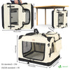 Sac transport pliable chien chat caisse cage portable 82x60x60cm beige - vuunut.com