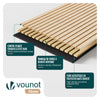 Lot de 6 panneaux acoustiques muraux Tasseaux en bois MDF avec feutre noir 120x60x2.1cm chêne blanc - vuunut.com