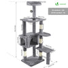 Arbre à Chat 138cm avec Griffoir Plateforme Niche et Capsule Spatiale gris - vuunut.com