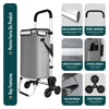 Chariot de courses pliable monte escalier aluminium avec sac isotherme gris - vuunut.com
