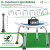 Siege de douche ergonomique a hauteur reglable en Aluminum HDPE bleu - vuunut.com