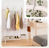 Portant a Vetements Double avec etagere Chaussures 4 Crochets Lateraux 108x58x146cm metal Blanc - vuunut.com