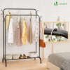 Portant a Vetements Double avec etagere Chaussures 4 Crochets Lateraux 110x58x150cm metal Noir - vuunut.com