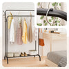 Portant a Vetements Double avec etagere Chaussures 4 Crochets Lateraux 108x58x146cm metal Noir - vuunut.com