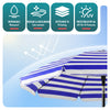 Parasol de jardin 2m avec ancrage sol et sac de transport Bleu blanc - vuunut.com