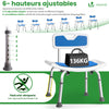 Chaise de douche avec dossier ergonomique a hauteur reglable en aluminum HDPE bleu - vuunut.com